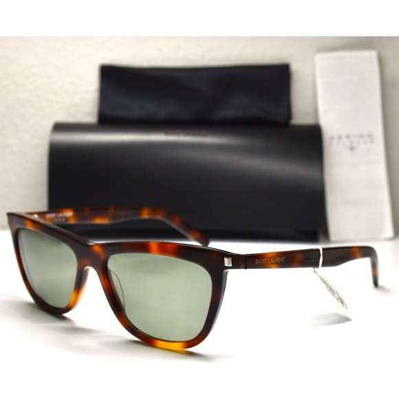 SAINT LAURENT SL515 003 WOMEN HAVANA GREEN CAT EYE SUNGLASSES. 58mm - Picture 7 of 16